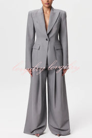 Power Girl Button Up Long Sleeve Removable Belt Lapel Blazer