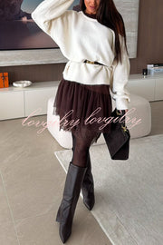 Upper East Chic Knit Wide Neck Long Sleeve Relaxed Sweater