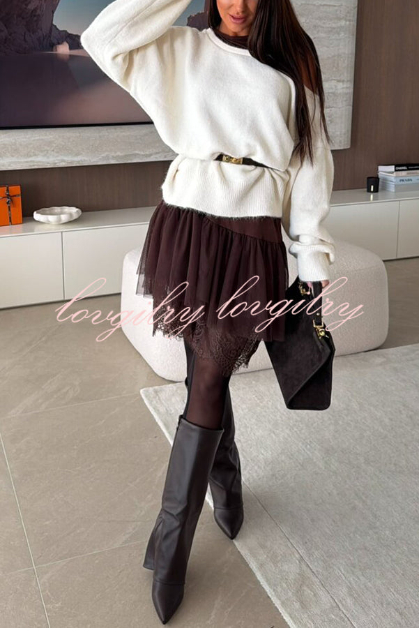 Upper East Chic Knit Wide Neck Long Sleeve Relaxed Sweater