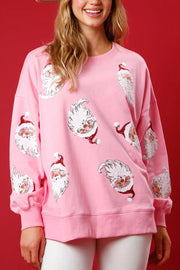 Santa Honey Sequin Christmas Pattern Loose Sweatshirt