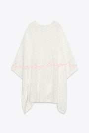 Sunny Somewhere Knit Batwing Sleeve Loose Cover-up Cape