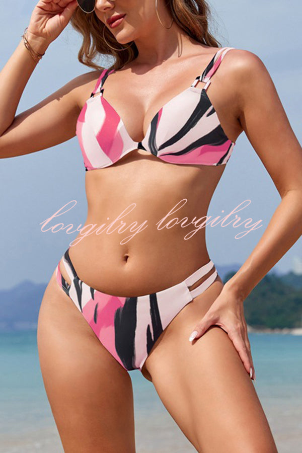 Unique Print Sexy Stretch Two-Piece Bikini Swimsuit