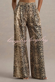 Hurley Ombre Snake Print Elastic Waist Pocketed Wide Leg Pants