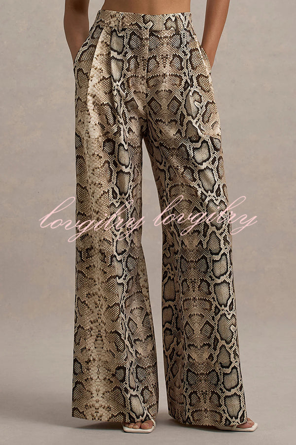 Hurley Ombre Snake Print Elastic Waist Pocketed Wide Leg Pants