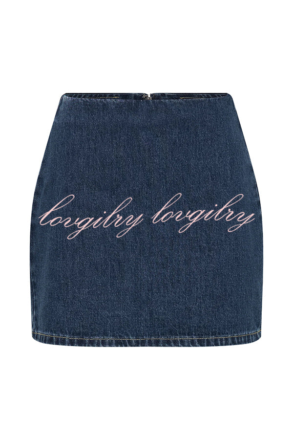 Modern Flavor Denim High Rise Back Zipper A-line Stretch Mini Skirt