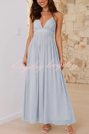 Solid Color Sexy Suspender Backless Lace-up Slim Maxi Dress