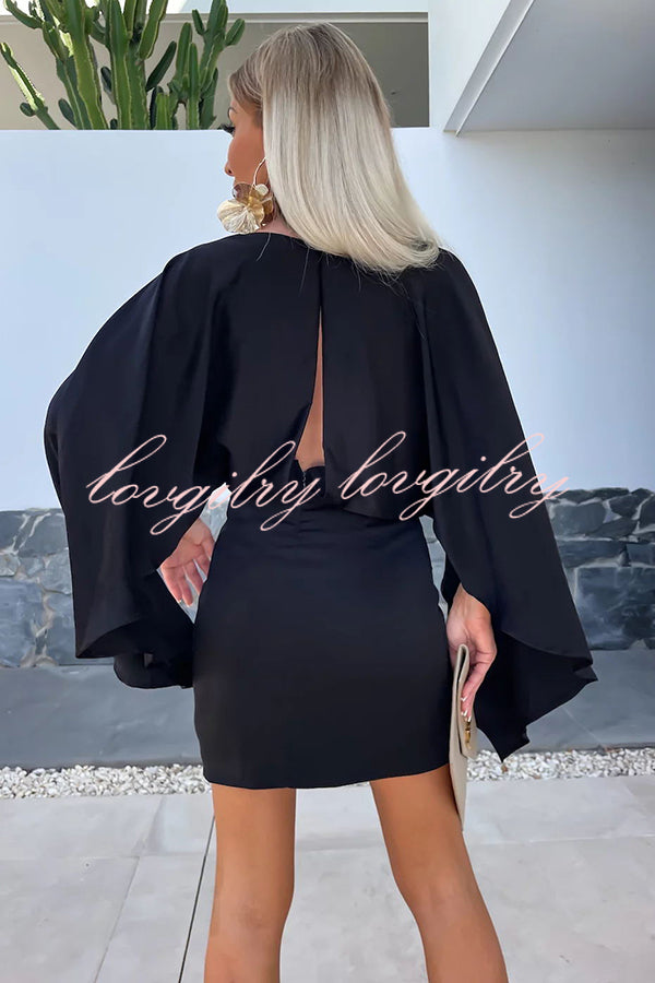 Beautiful Wings Satin Butterfly Sleeve Mini Dress