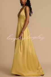 Golden Hour Plung V-neck Resin Beads Detail Backless Maxi Dress