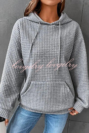 Antinson Loose Long Sleeve Drawstring Pullover Pocket Hoodie