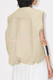Fashion Zipper Sleeveless Pocket Loose Vest Jacket