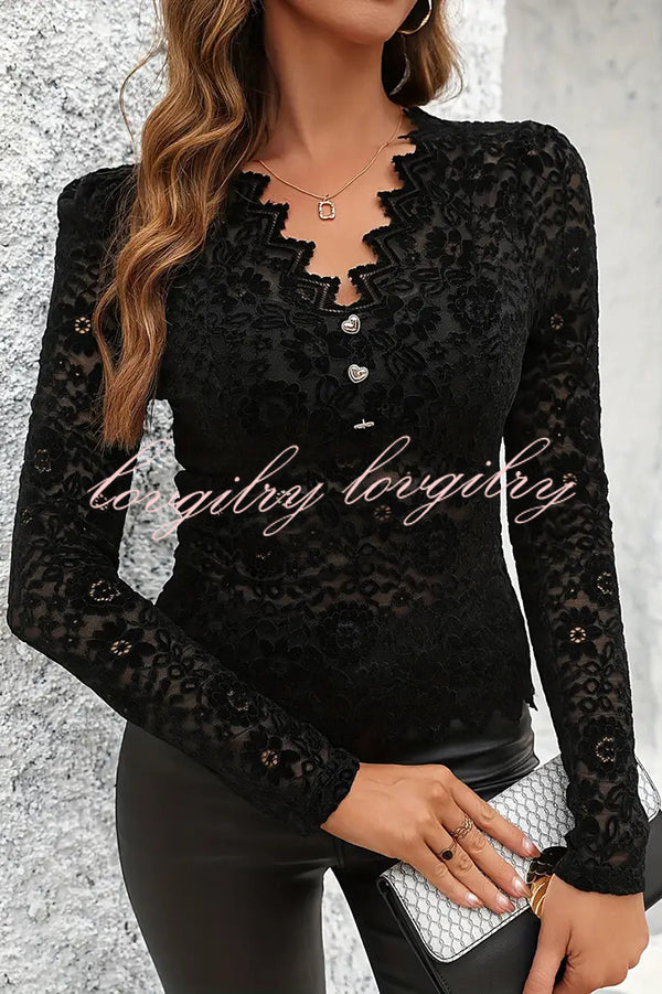 Solid Color Lace Sexy V-neck Bottoming Slim Fit Top