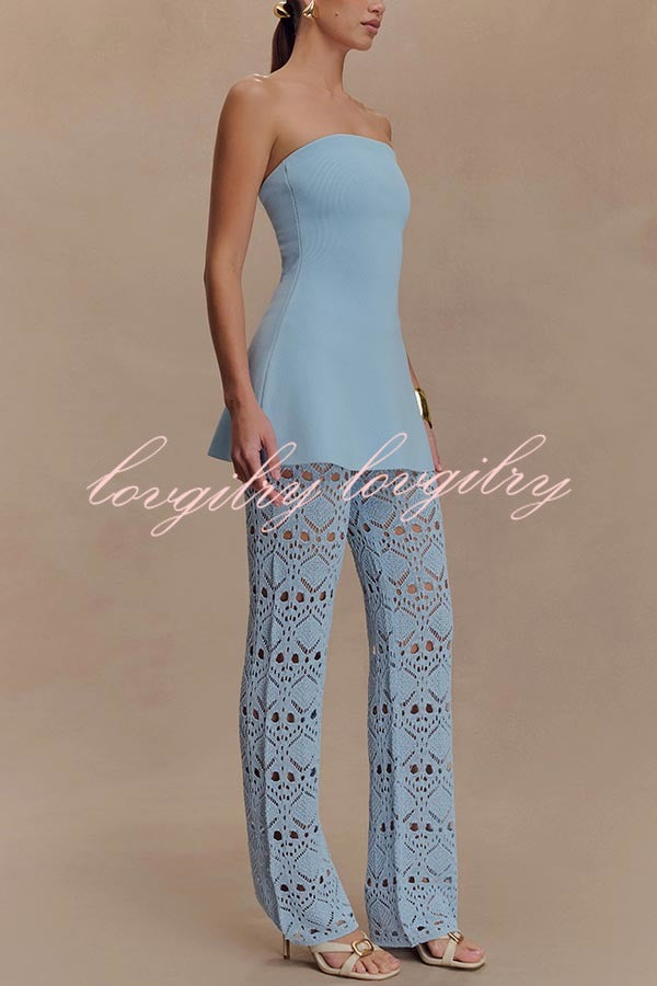 Anette Bandage Knit Strapless Stretch A-line Midi Top