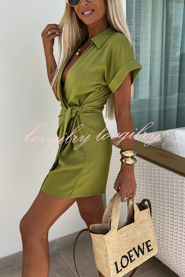 Relaxing Beach Linen Blend Wrap Romper