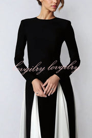 Getting Glam and Elegant Panelled Tulle Long Sleeve A-line Maxi Dress