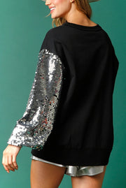 Christmas Sequin Patchwork Long-sleeved Loose Sweatshirt