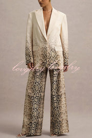 Hurley Ombre Snake Print Elastic Waist Pocketed Wide Leg Pants