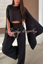 City Atelier Bell Slit Sleeve Top and High Rise Pocket Wide Leg Pants Set