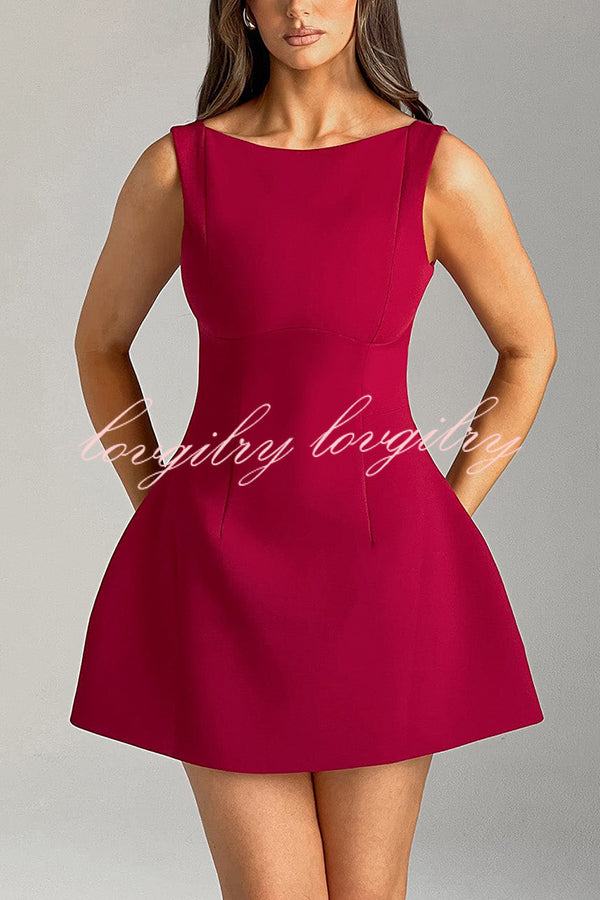 Cosmopolitan Chic High Neck Scoop Back Bubble-shaped Mini Dress