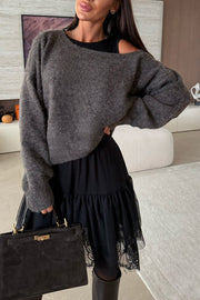 Upper East Chic Knit Wide Neck Long Sleeve Relaxed Sweater