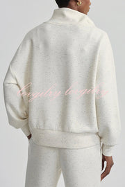 Everyday Neutrals Half-zip Neck Sweatshirt and Elastic Waist Pocketed Loose Jogger Set