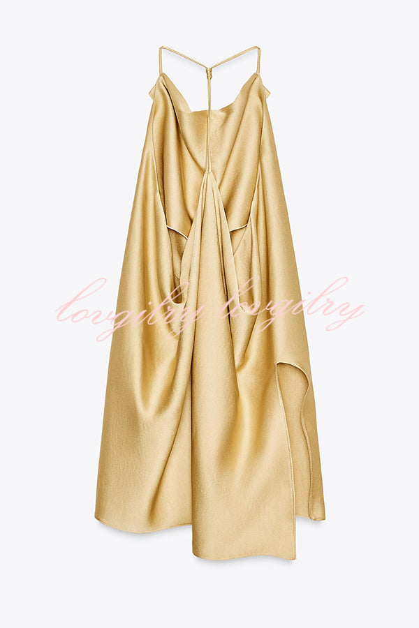 Satin Solid Color Loose Backless Casual Top