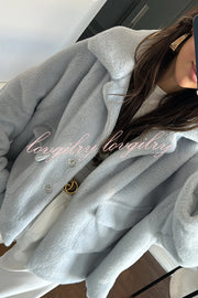 Fashion Lapel Long Sleeve Loose Furry Coat