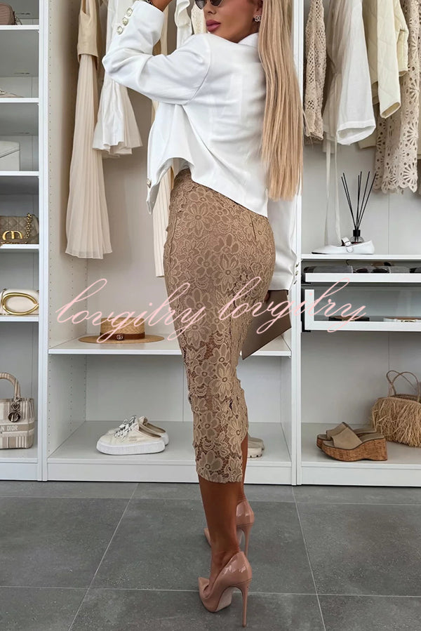 Ellien Solid Color Button Long Sleeve Crop Lapel Blazer