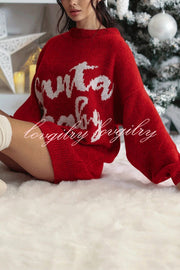 Santa Baby Loose-fitting Long-sleeved Mid-length Knit Sweater