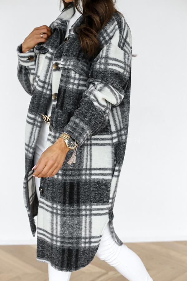 Hours of Joy Plaid Woolen Coat