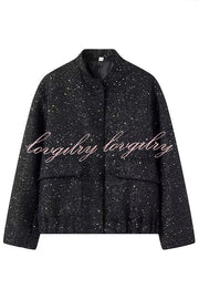 Fashion Sequin Long Sleeve Casual Pocket Loose Jacket