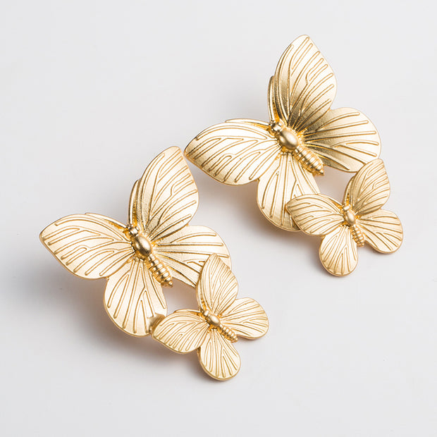 Metallic Two Butterfly Earrings