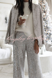 Special Treat Sequin Lapel Party Loose Blazer