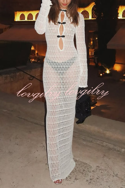 Sexy Backless Long-sleeved Knitted Slim-fit Maxi Dress