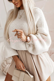 Solid Color Loose Open Back Bow Knitted Casual Sweater