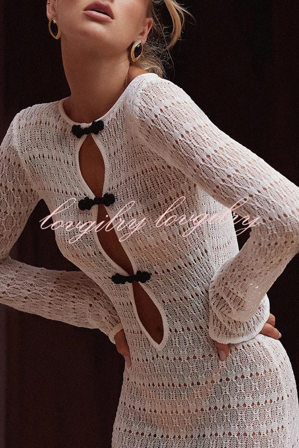 Sexy Backless Long-sleeved Knitted Slim-fit Maxi Dress