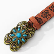 Retro All-match Pattern Turquoise Fashion Belt