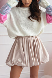 Stylish Loose-fitting Color-blocked Long-sleeved Knit Sweater