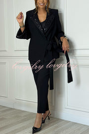 Social Time High Rise Elastic Zipper Waist Pocket Straight-leg Pants