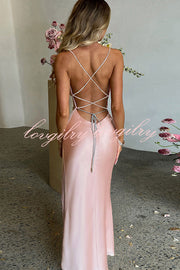 Sexy Backless Suspender High Slit Slim Maxi Dress