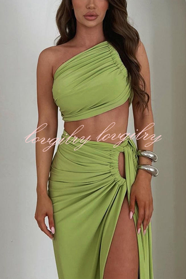 Sexy Backless Bandeau Top and Slim Slit Skirt Set