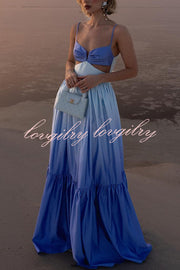 Ocean Breeze Gradient Cutout Waist Maxi Dress