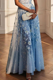 Floral Print V-Neck Sleeveless Elegant Maxi Dress