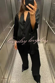 Fashionable Wrinkled Lapel Long-sleeved Loose Blazer