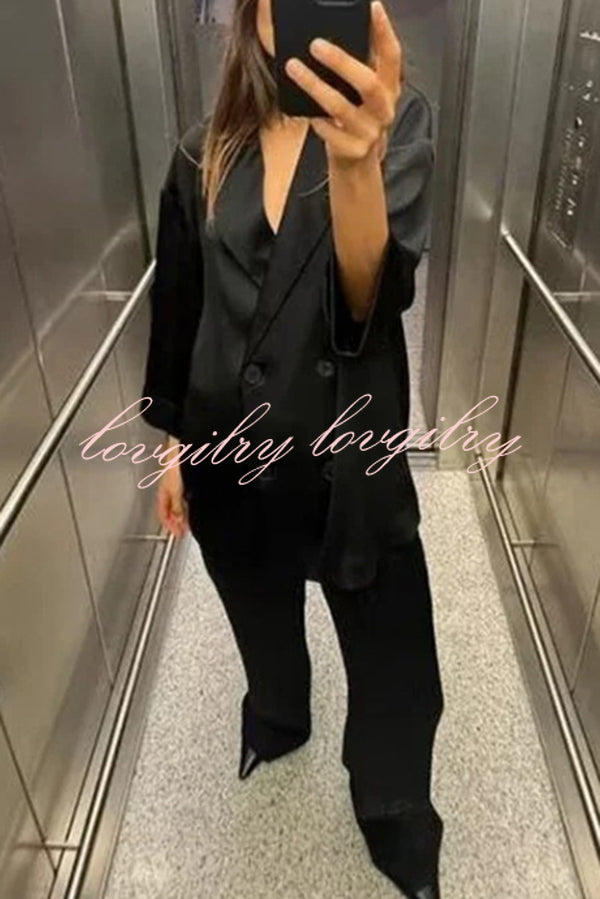 Fashionable Wrinkled Lapel Long-sleeved Loose Blazer
