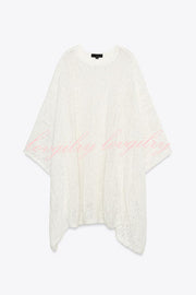 Sunny Somewhere Knit Batwing Sleeve Loose Cover-up Cape