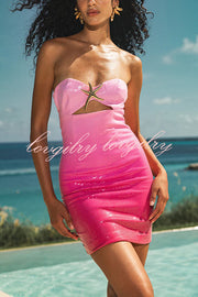Gradient Sequin Sexy Off-the-shoulder Hollow Slim Mini Dress