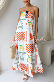 Sandy Silhouette Unique Print Strapless A-line Maxi Dress