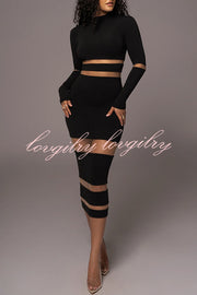 Noir The One High Neck Long Sleeve Midi Dress