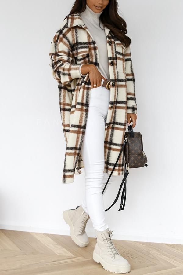 Hours of Joy Plaid Woolen Coat