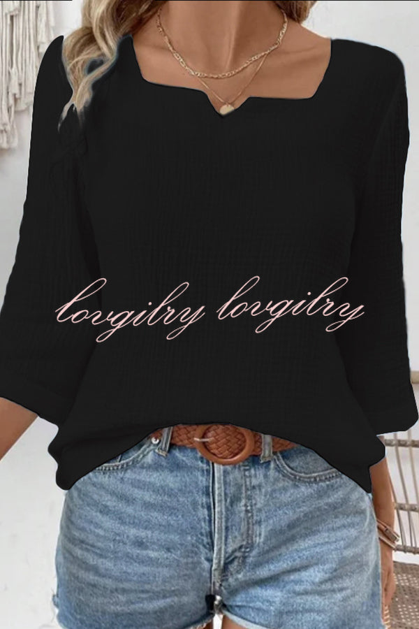 Simple Casual V-neck Mid-length Sleeve Loose Top